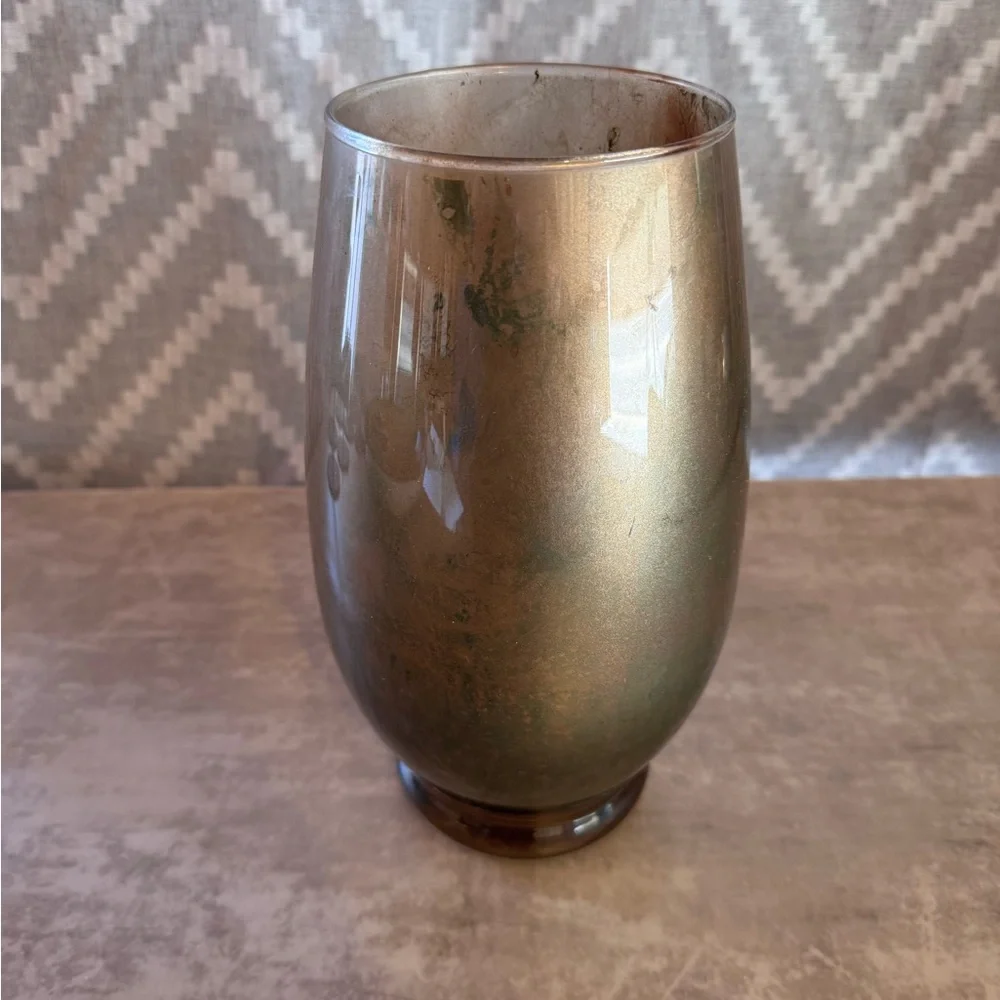 Gold and Green Ombré Metallic Decorative Glass Vase - Home Accents